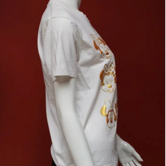 Disneyland Hong Kong White & Gold Foil Minnie Mouse TEE M - Picture 5 of 9